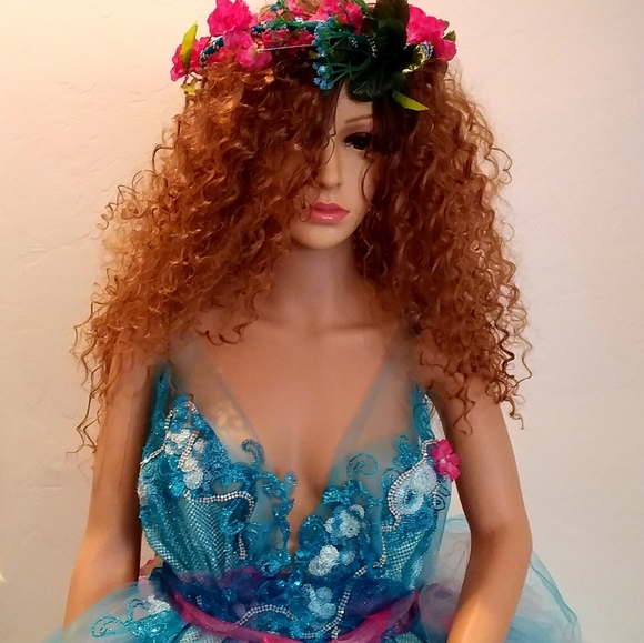 SAMPLE GOWN ONLY-MELISSA Turquoise Pink White Wedding Ballgown Set - Picture 9 of 16